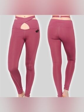 NWT Crisscross Cutout High-Waist Leggings - Dusty Rose